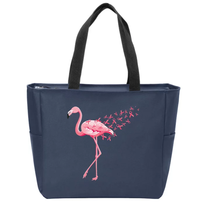 Funny Cute Flamingo World Cancer Awareness Zip Tote Bag