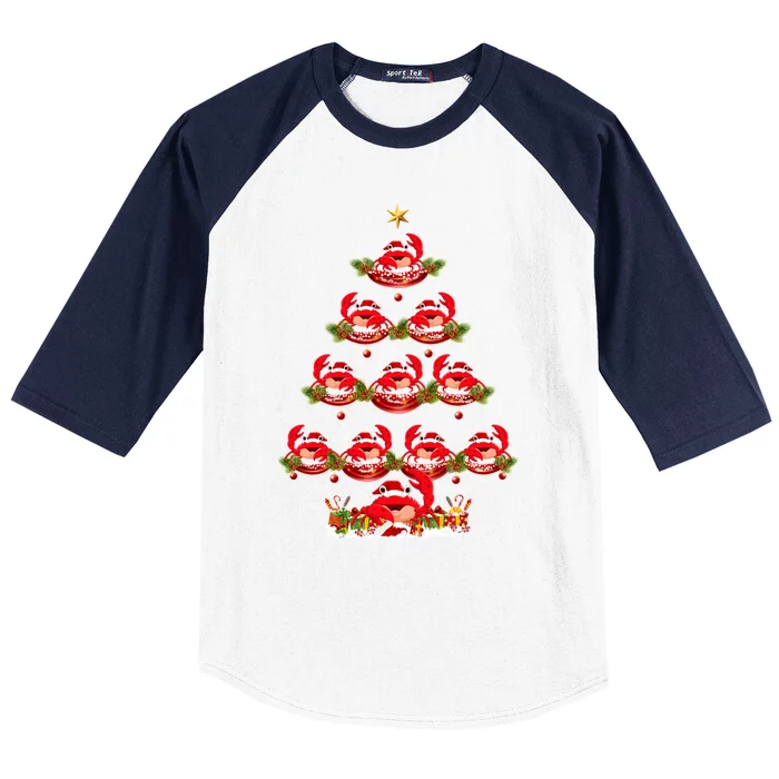 Funny Crab Fish Xmas Tree Lighting Crab Christmas Tree Meaningful Gift Baseball Sleeve Shirt