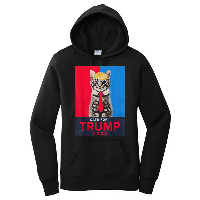 Funny Cats For Trump 2024 Make Pets Safe Again For Vance Trump Gifft Women's Pullover Hoodie