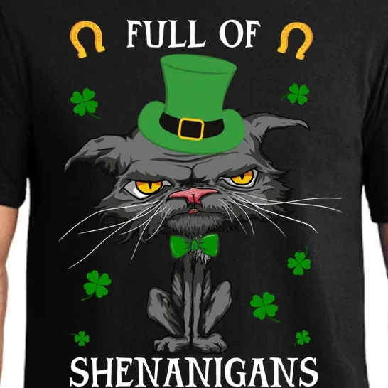 Funny Cat Full Of Shenanigans St Patrick's Day Cat Lovers Cool Gift Pajama Set