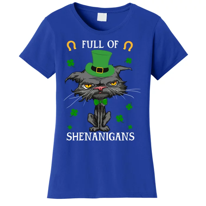 Funny Cat Full Of Shenanigans St Patrick's Day Cat Lovers Cool Gift Women's T-Shirt