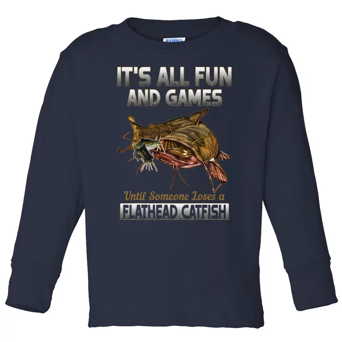 Flathead Catfish Fishing Freshwater Fish Gift Toddler Long Sleeve Shirt