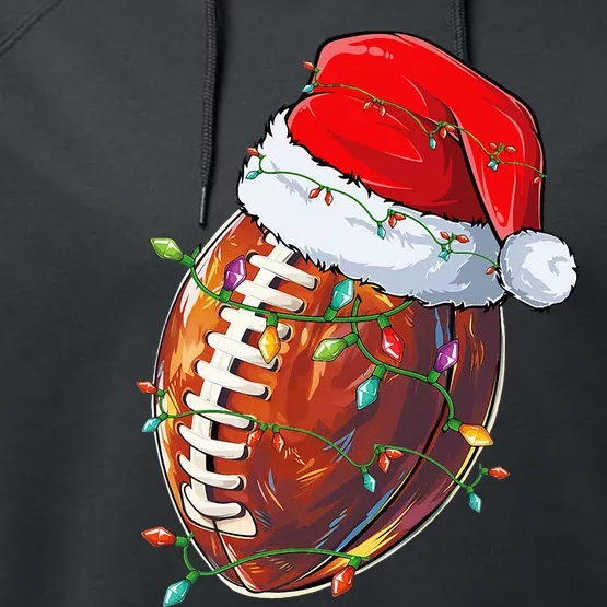 funny Christmas Football Team Santa Sports Performance Fleece Hoodie