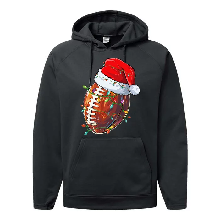 funny Christmas Football Team Santa Sports Performance Fleece Hoodie