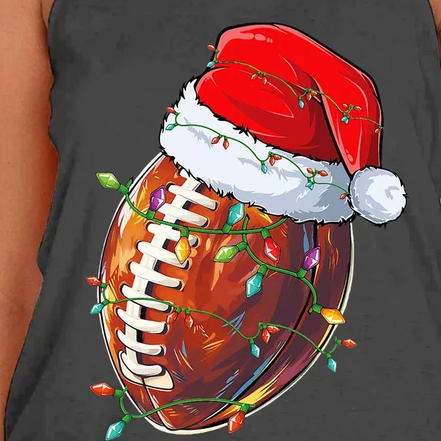 funny Christmas Football Team Santa Sports Women's Knotted Racerback Tank