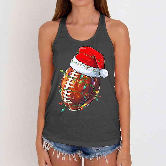 funny Christmas Football Team Santa Sports Women's Knotted Racerback Tank