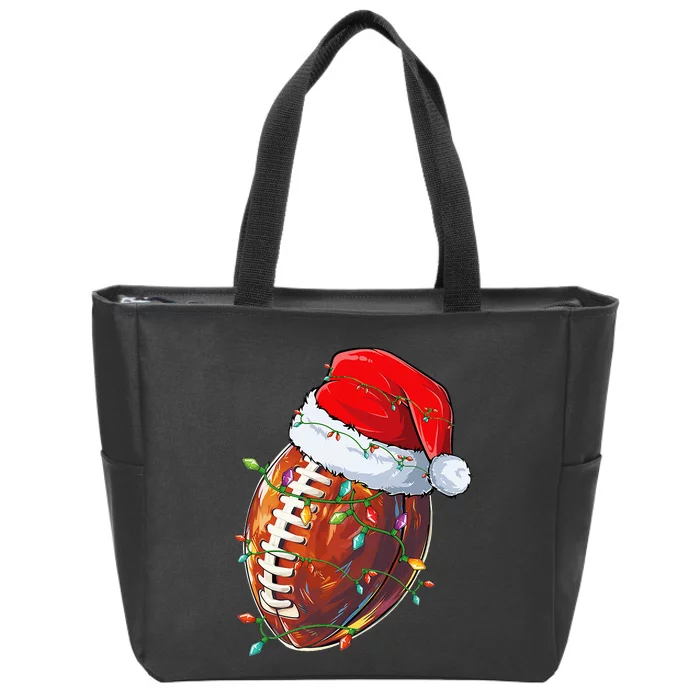 funny Christmas Football Team Santa Sports Zip Tote Bag