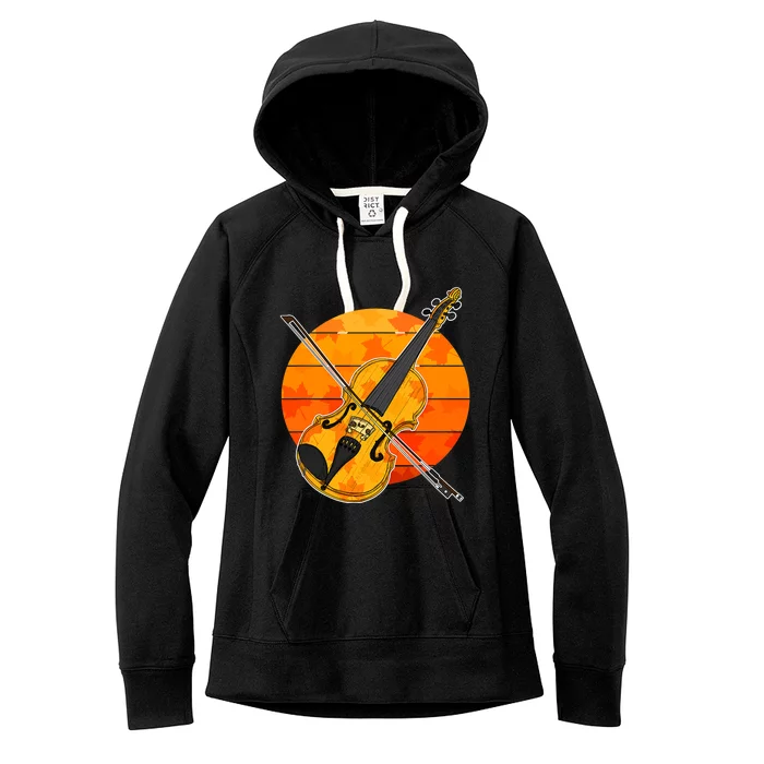 Funny Cute Fall Violin Violinist Autumn Thanksgiving String Player Women's Fleece Hoodie