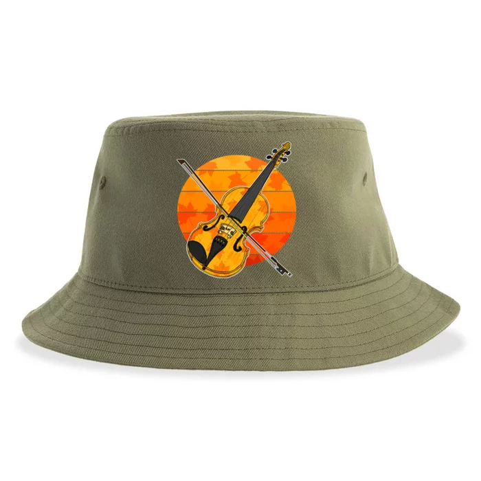 Funny Cute Fall Violin Violinist Autumn Thanksgiving String Player Sustainable Bucket Hat