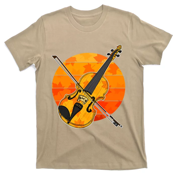 Funny Cute Fall Violin Violinist Autumn Thanksgiving String Player T-Shirt