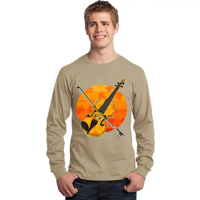 Funny Cute Fall Violin Violinist Autumn Thanksgiving String Player Tall Long Sleeve T-Shirt