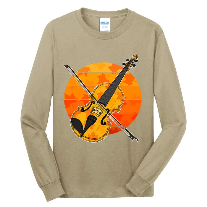 Funny Cute Fall Violin Violinist Autumn Thanksgiving String Player Tall Long Sleeve T-Shirt