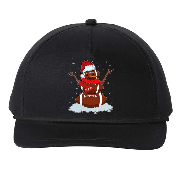 Funny Christmas Football Snowman Snapback Five-Panel Rope Hat