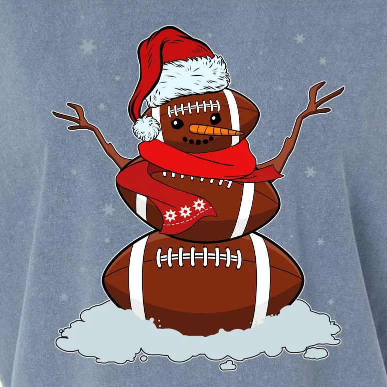 Funny Christmas Football Snowman Garment-Dyed Women's Muscle Tee