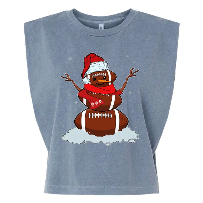 Funny Christmas Football Snowman Garment-Dyed Women's Muscle Tee