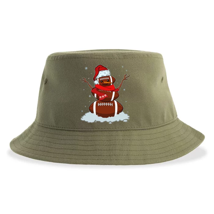 Funny Christmas Football Snowman Sustainable Bucket Hat