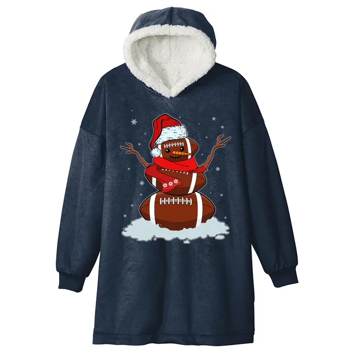 Funny Christmas Football Snowman Hooded Wearable Blanket