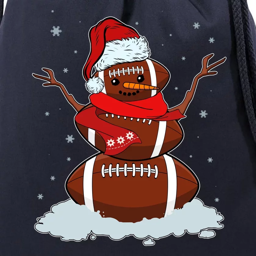 Funny Christmas Football Snowman Drawstring Bag