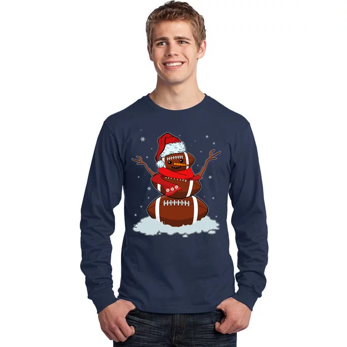 Funny Christmas Football Snowman Tall Long Sleeve T-Shirt