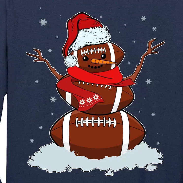 Funny Christmas Football Snowman Tall Long Sleeve T-Shirt