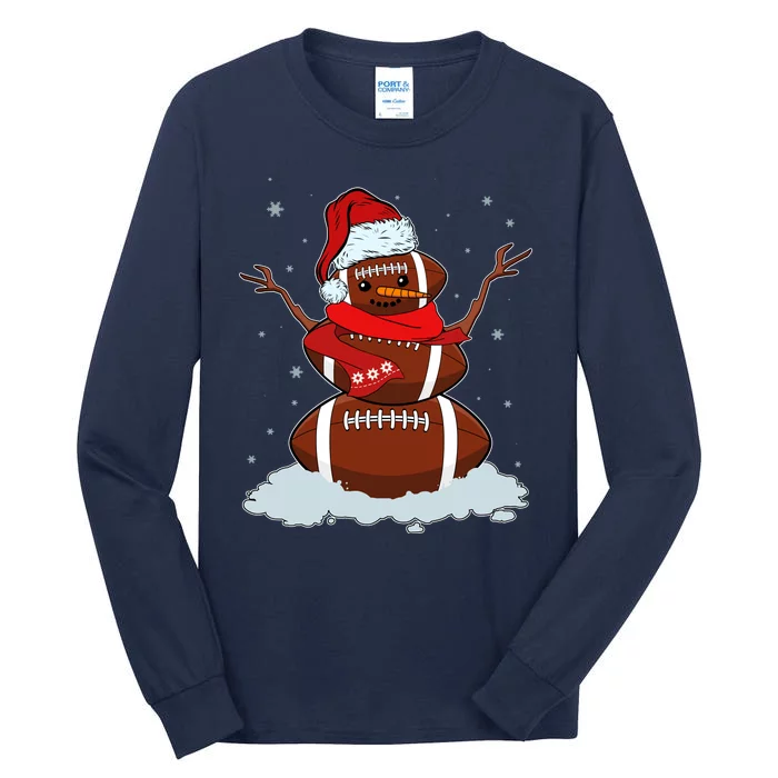 Funny Christmas Football Snowman Tall Long Sleeve T-Shirt