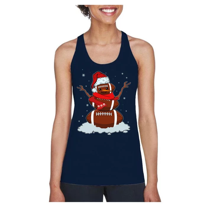 Funny Christmas Football Snowman Women's Racerback Tank