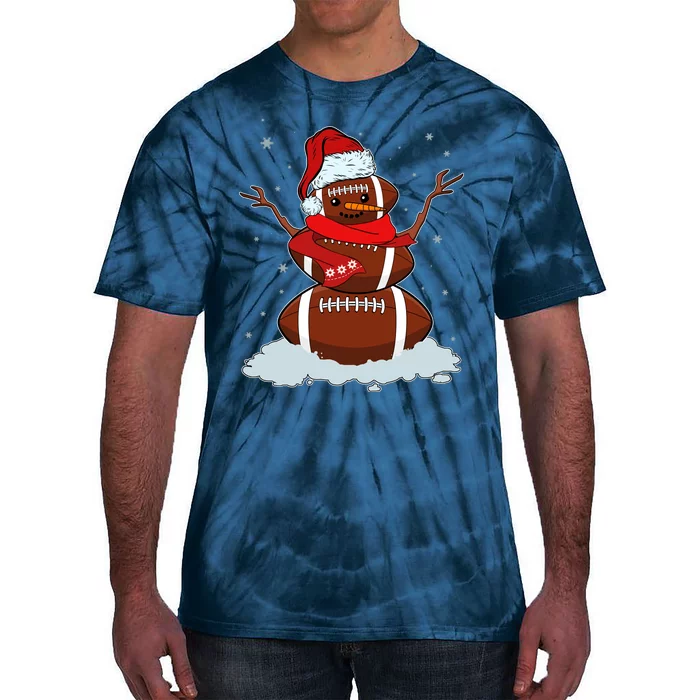 Funny Christmas Football Snowman Tie-Dye T-Shirt