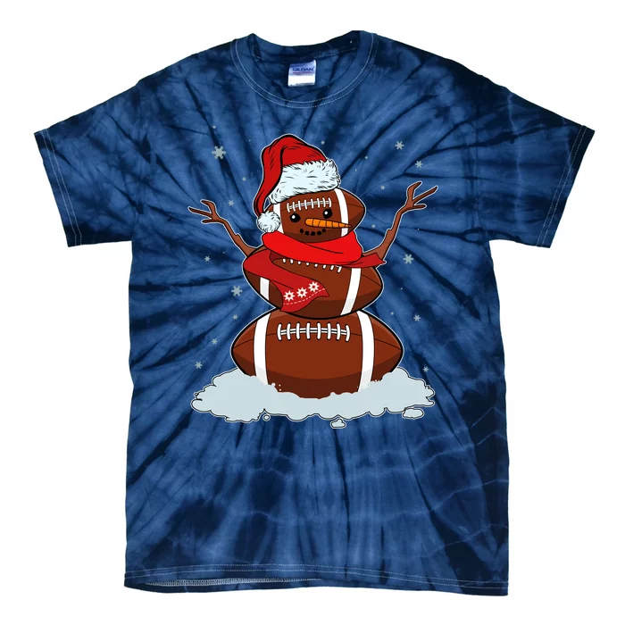 Funny Christmas Football Snowman Tie-Dye T-Shirt