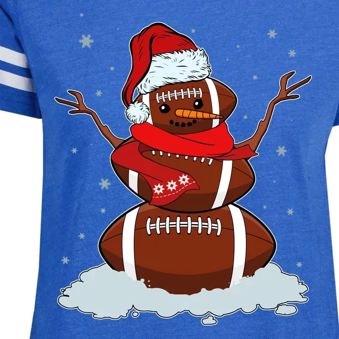 Funny Christmas Football Snowman Enza Ladies Jersey Football T-Shirt