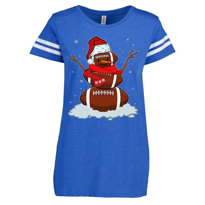 Funny Christmas Football Snowman Enza Ladies Jersey Football T-Shirt