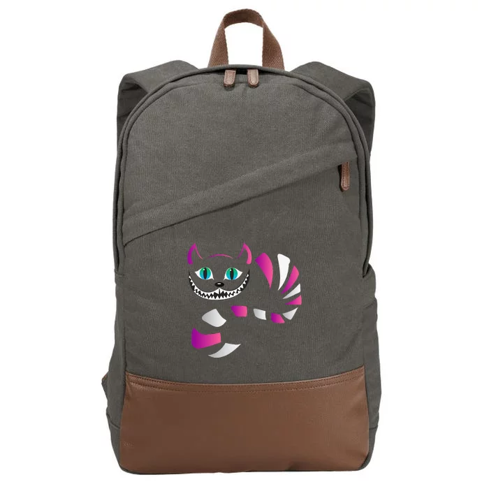 Funny Cheshire Faced Cat Funny Cats Cotton Canvas Backpack