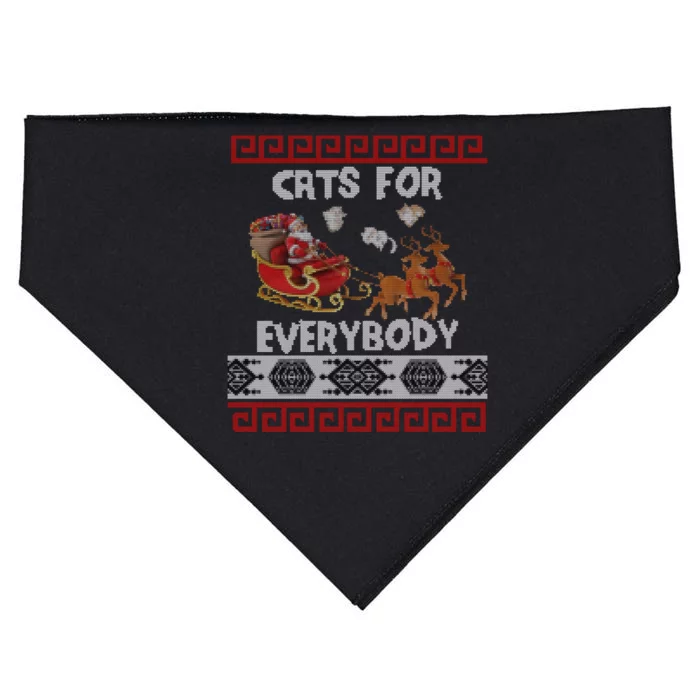 Funny Cats For Everybody Ugly Christmas Sweater Present Cute Gift USA-Made Doggie Bandana