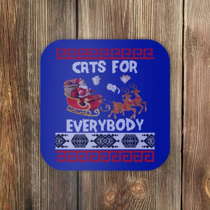 Funny Cats For Everybody Ugly Christmas Sweater Present Cute Gift Coaster