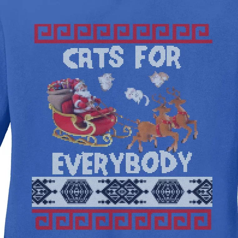 Funny Cats For Everybody Ugly Christmas Sweater Present Cute Gift Ladies Long Sleeve Shirt