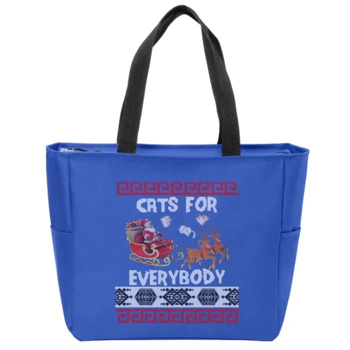 Funny Cats For Everybody Ugly Christmas Sweater Present Cute Gift Zip Tote Bag