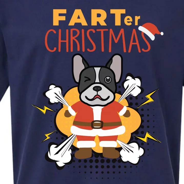 Farter Christmas Funny French Bulldog Christmas Gifts Sueded Cloud Jersey T-Shirt