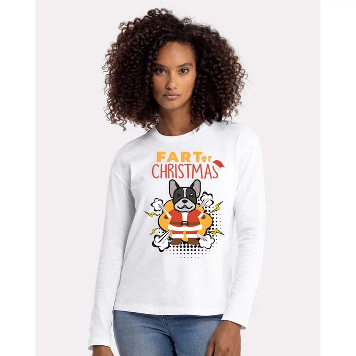 Farter Christmas Funny French Bulldog Christmas Gifts Womens Cotton Relaxed Long Sleeve T-Shirt