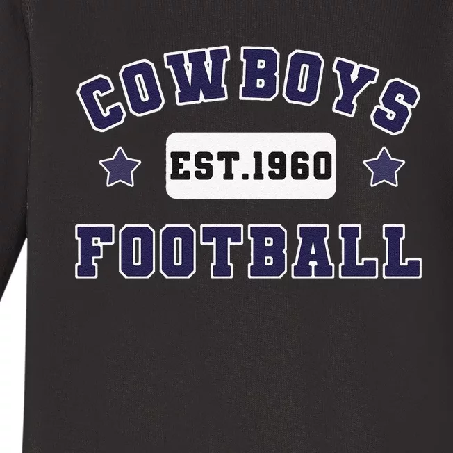 Funny Cowboys Football Est 1960 Baby Long Sleeve Bodysuit