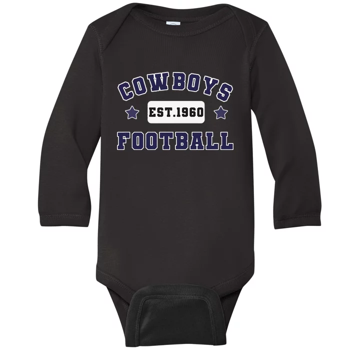 Funny Cowboys Football Est 1960 Baby Long Sleeve Bodysuit