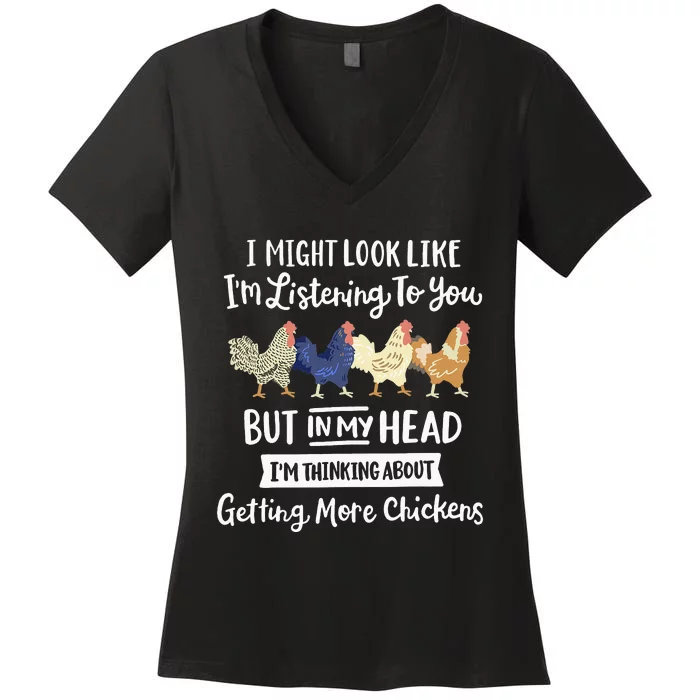 Funny Chicken Farmer Design  Getting A Lot Chickens Women's V-Neck T-Shirt