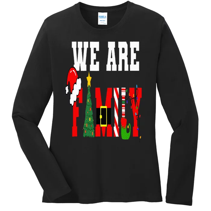 Funny Christmas Family We Are Family Pajamas Matching Ladies Long Sleeve Shirt