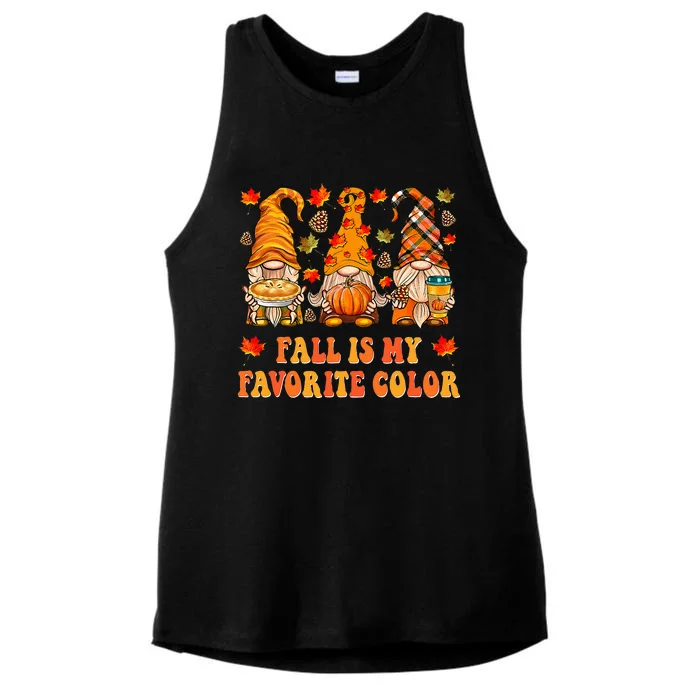 Favorite Color Fall Gnomes Autumn Thanksgiving Ladies Tri-Blend Wicking Tank