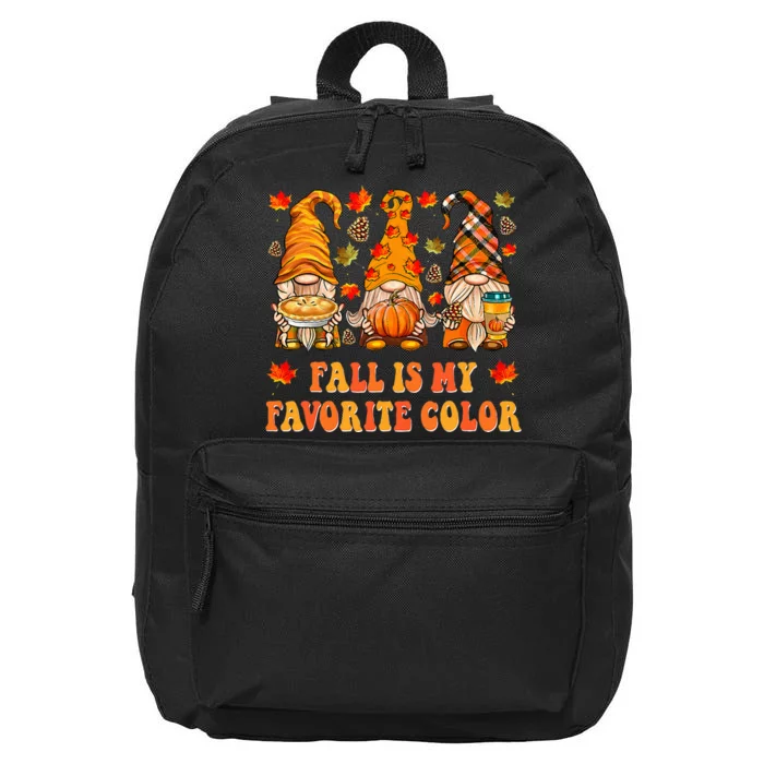 Favorite Color Fall Gnomes Autumn Thanksgiving 16 in Basic Backpack