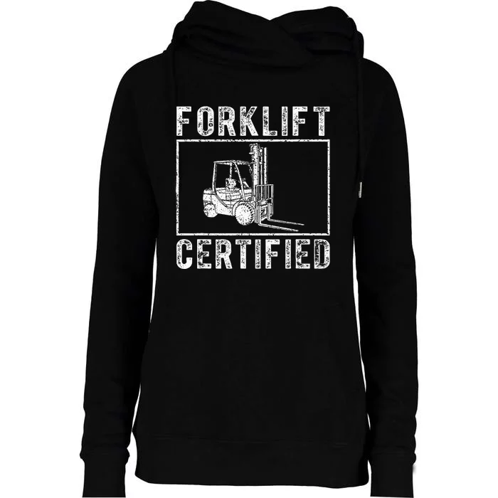 Forklift Certified funny contruction Womens Funnel Neck Pullover Hood