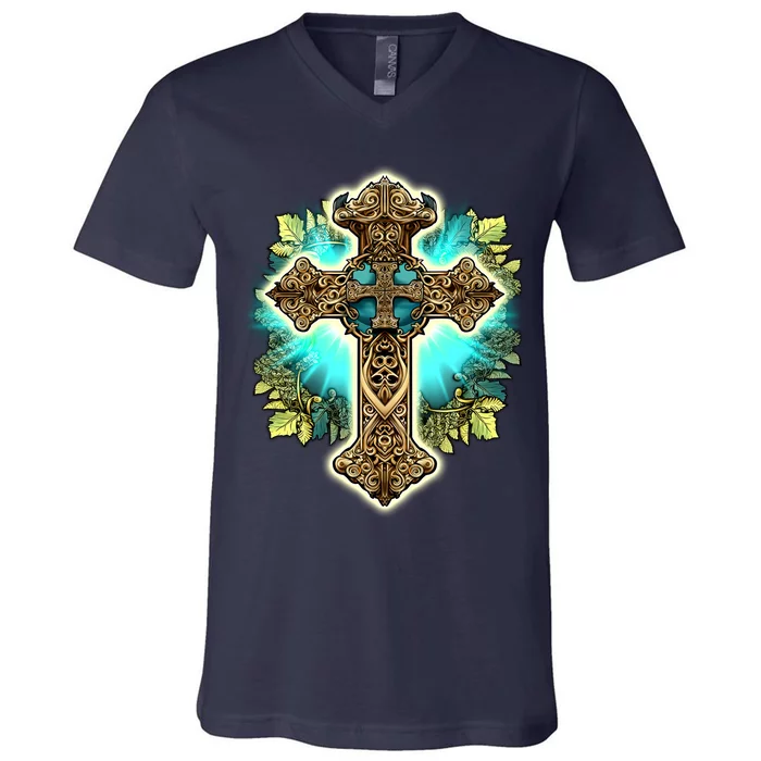 Filigree Cross V-Neck T-Shirt