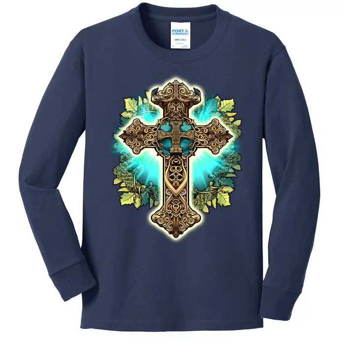 Filigree Cross Kids Long Sleeve Shirt