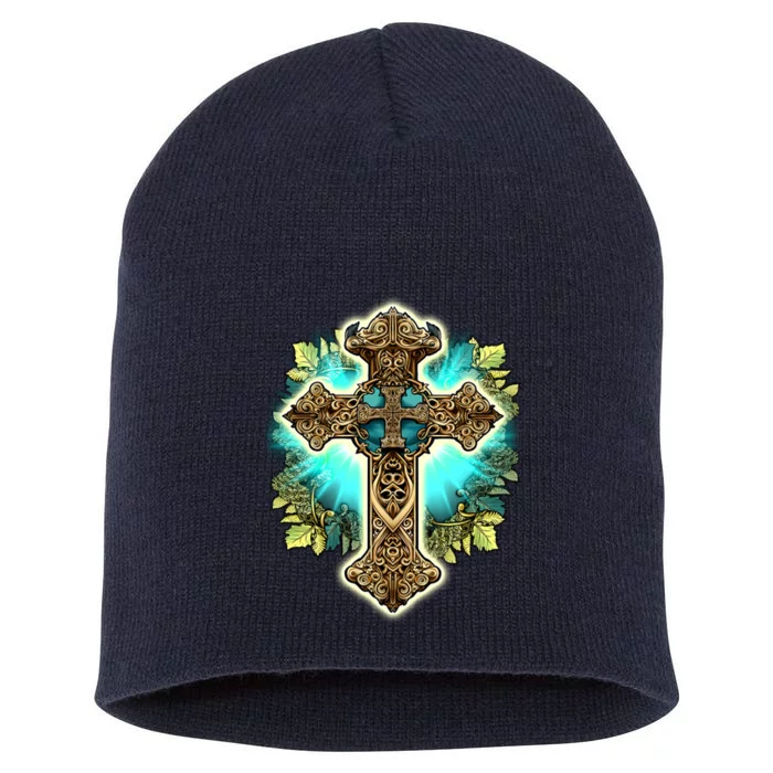 Filigree Cross Short Acrylic Beanie