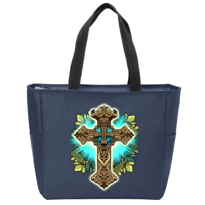 Filigree Cross Zip Tote Bag