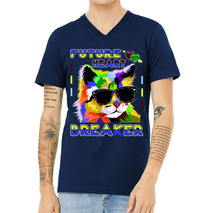 Funny Cat Future Heart Breaker V-Neck T-Shirt