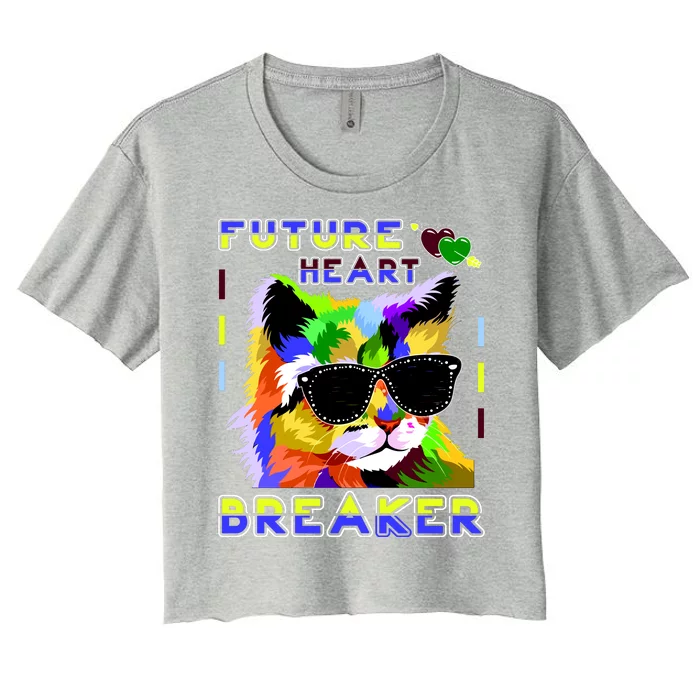 Funny Cat Future Heart Breaker Women's Crop Top Tee